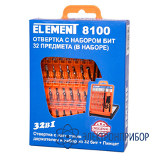 Отвертка с набором бит (32 предмета в наборе) ELEMENT 8100